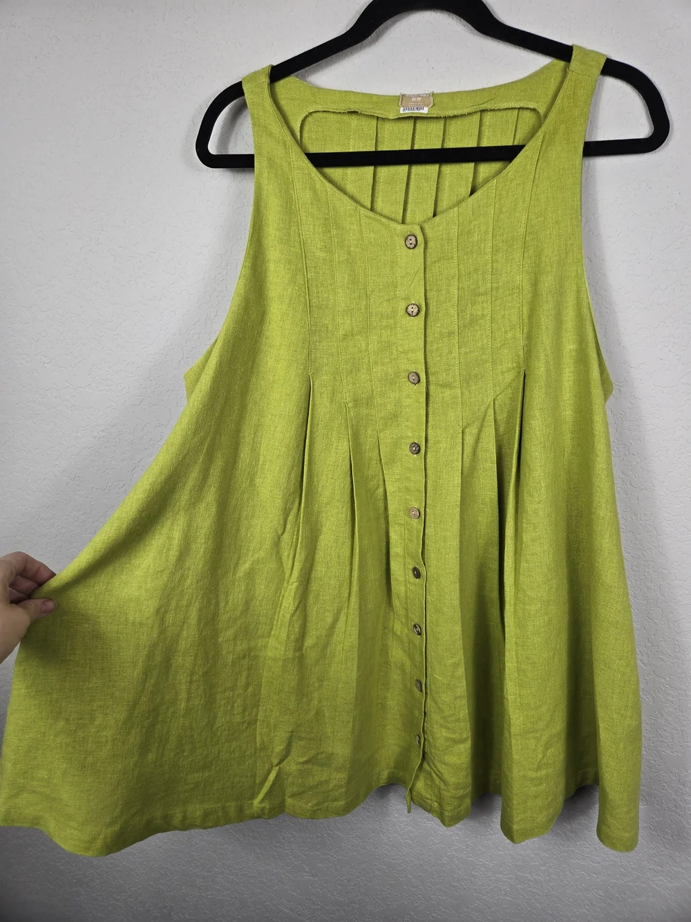 Free People Free-Est Linen Swing Tunic Tank Top Lime Green Pockets XS